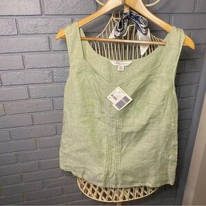 Casual Corner Light Green Linen Sleeveless Top